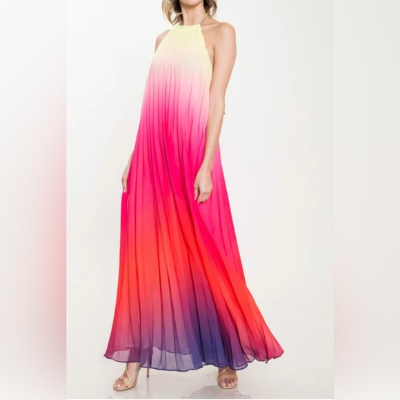 NWT!! Vibrant Ombre Halter Maxi Dress - size XL - Picture 1 of 11
